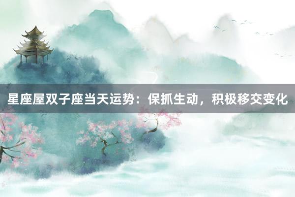 星座屋双子座当天运势：保抓生动，积极移交变化